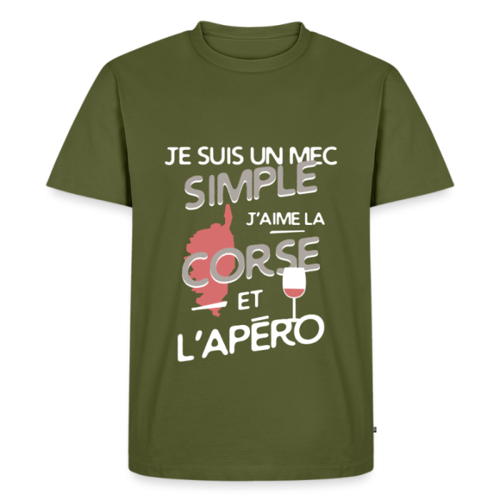 T-shirt premium homme - Un mec simple: Corse et apéro - kaki - front
