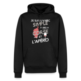 Sweat-shirt à capuche premium homme - Un mec simple: Corse et apéro - noir - front