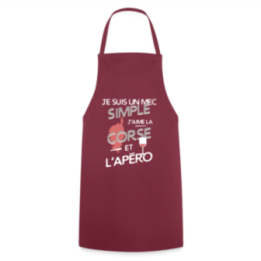Tablier de cuisine - Un mec simple: Corse et apéro - bordeaux - front