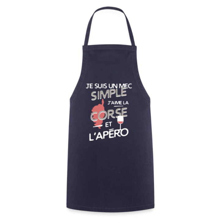 Tablier de cuisine - Un mec simple: Corse et apéro - marine - front