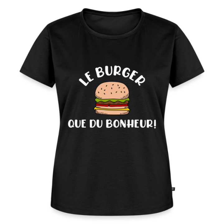 T-shirt premium femme - Burger: Que du bonheur - noir - front