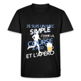 T-shirt premium homme - Un mec simple: Course et apéro - noir - front