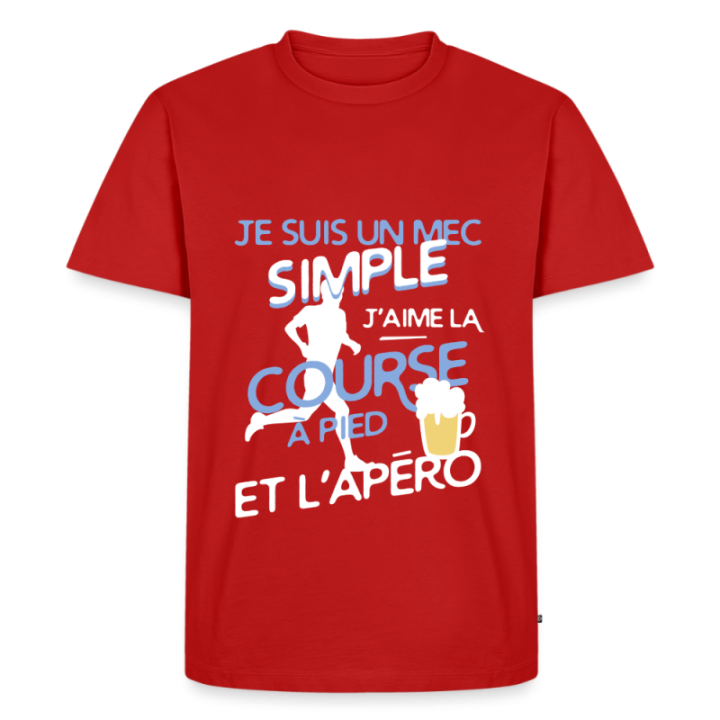 T-shirt premium homme - Un mec simple: Course et apéro - rouge - front