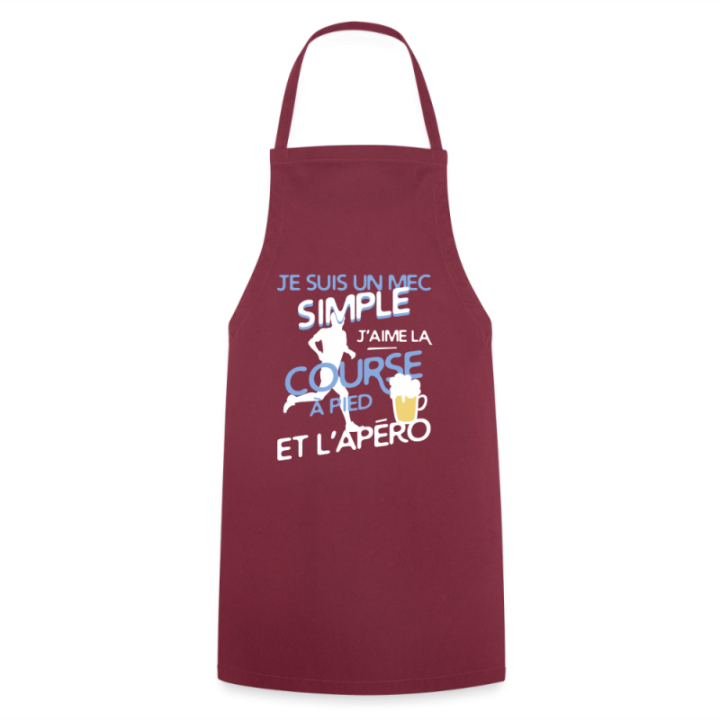 Tablier de cuisine - Un mec simple: Course et apéro - bordeaux - front