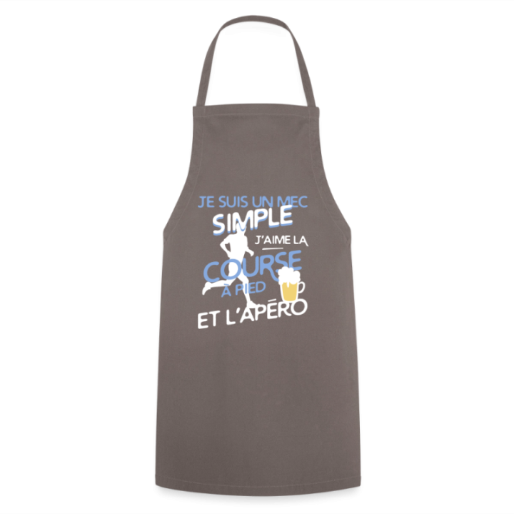 Tablier de cuisine - Un mec simple: Course et apéro - gris - front