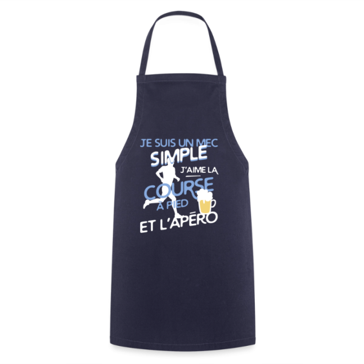 Tablier de cuisine - Un mec simple: Course et apéro - marine - front