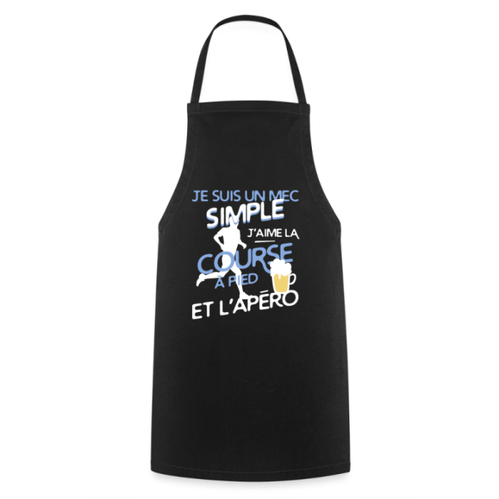 Tablier de cuisine - Un mec simple: Course et apéro - noir - front