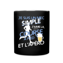 Mug uni - Un mec simple: Course et apéro - noir - front