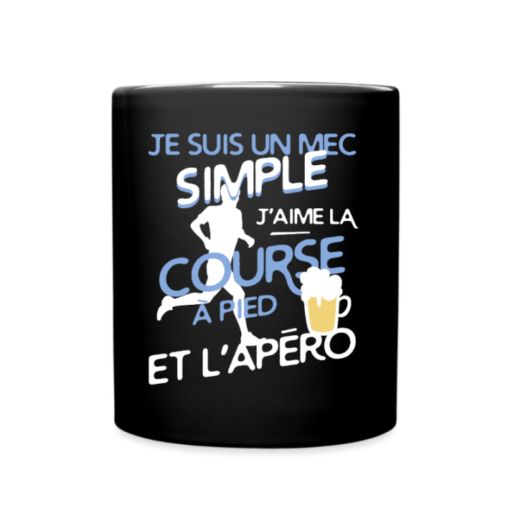 Mug uni - Un mec simple: Course et apéro - noir - front