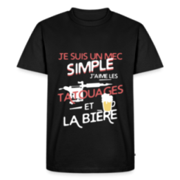 T-shirt premium homme - Un mec simple: Tatouages et apéro - noir - front