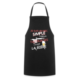 Tablier de cuisine - Un mec simple: Tatouages et apéro - noir - front