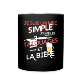 Mug uni - Un mec simple: Tatouages et apéro - noir - front