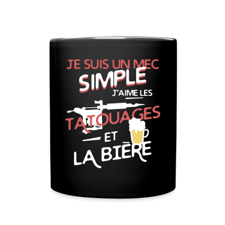 Mug uni - Un mec simple: Tatouages et apéro - noir - front