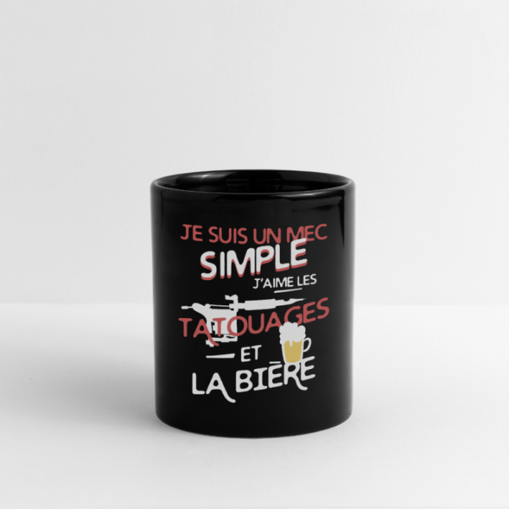 Mug uni - Un mec simple: Tatouages et apéro - noir - front