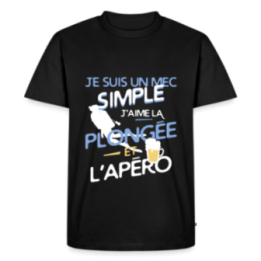 T-shirt premium homme - Un mec simple: Plongée et apéro - noir - front