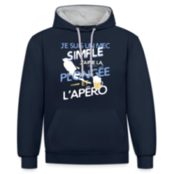 Sweat-shirt à capuche contrasté unisexe - Un mec simple: Plongée et apéro