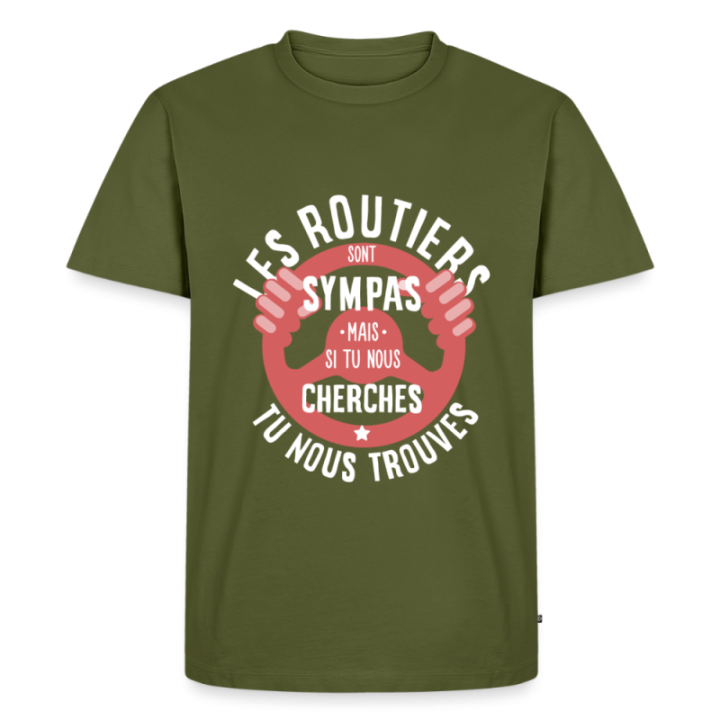 T-shirt premium homme - Les routiers sont sympas mais... - kaki - front