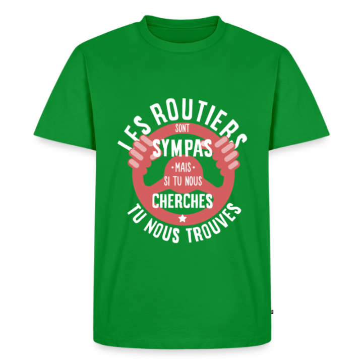 T-shirt premium homme - Les routiers sont sympas mais... - vert - front