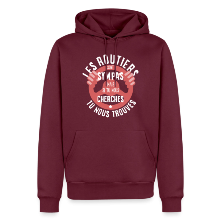 Sweat-shirt à capuche premium homme - Les routiers sont sympas mais... - bourgogne - front