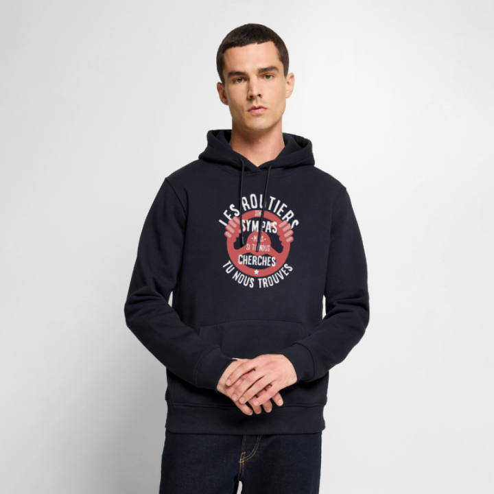 Sweat-shirt à capuche premium homme - Les routiers sont sympas mais... - bleu marine - front