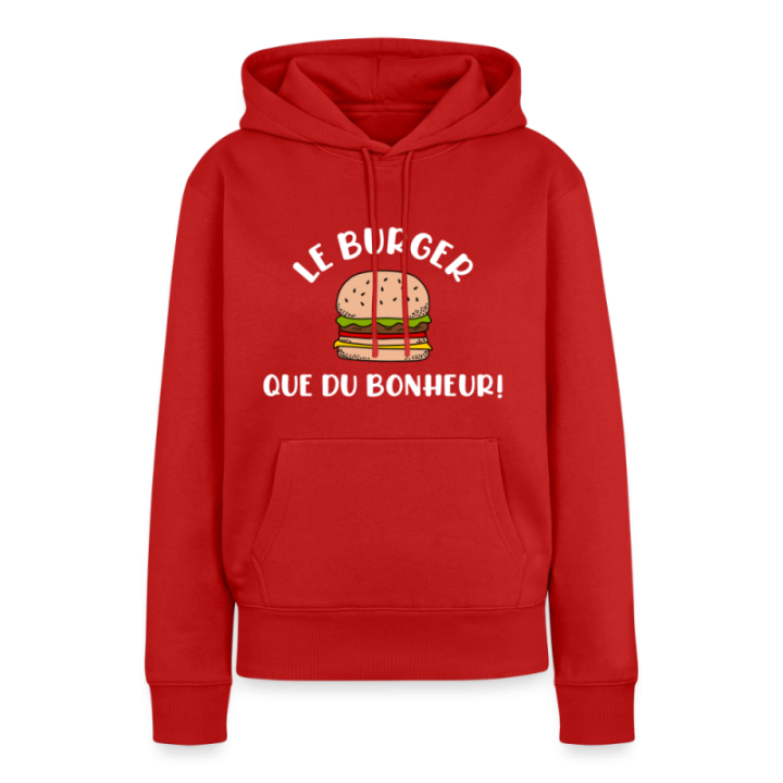 Sweat-shirt à capuche premium femme - Burger: Que du bonheur - rouge - front