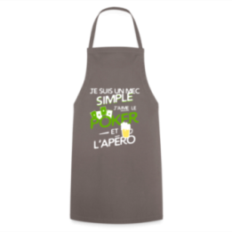 Tablier de cuisine - Un mec simple: Poker et apéro - gris - front