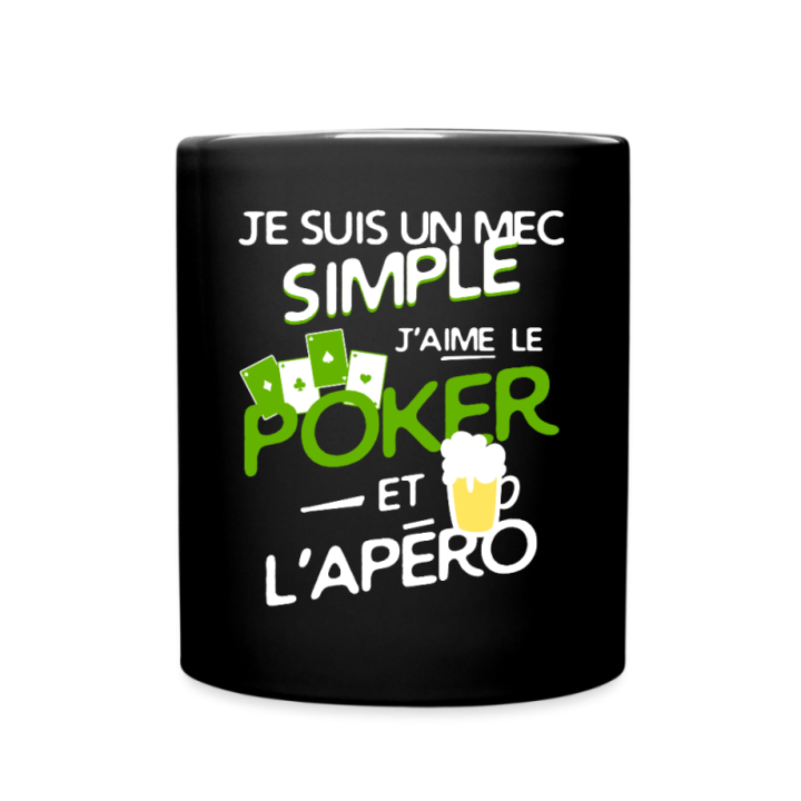 Mug uni - Un mec simple: Poker et apéro - noir - front