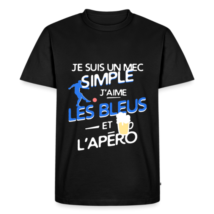 T-shirt premium homme - Un mec simple: Blleus et apéro - noir - front