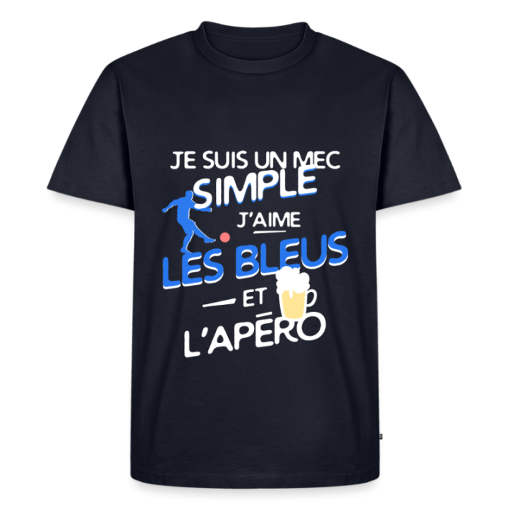 T-shirt premium homme - Un mec simple: Blleus et apéro - bleu marine - front