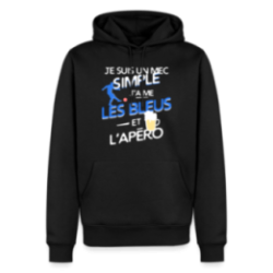 Sweat-shirt à capuche premium homme - Un mec simple: Blleus et apéro