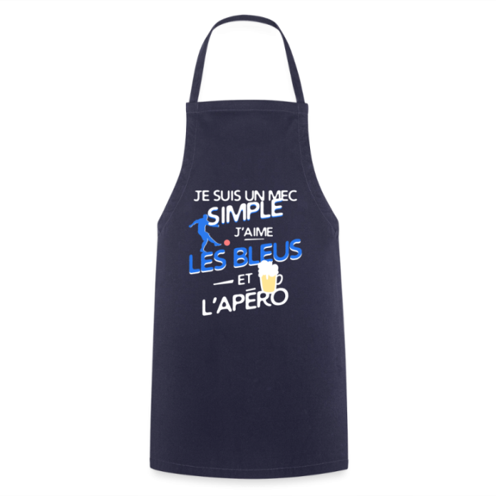 Tablier de cuisine - Un mec simple: Blleus et apéro - marine - front