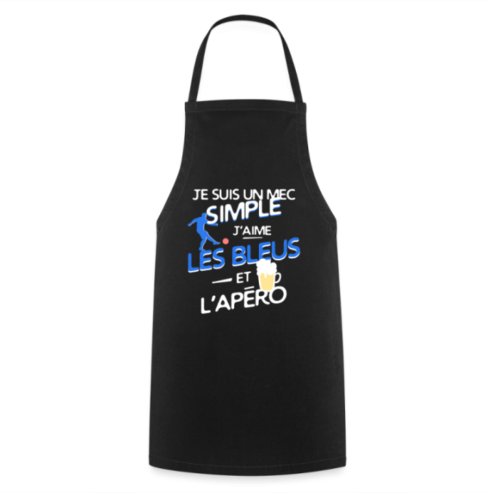Tablier de cuisine - Un mec simple: Blleus et apéro - noir - front