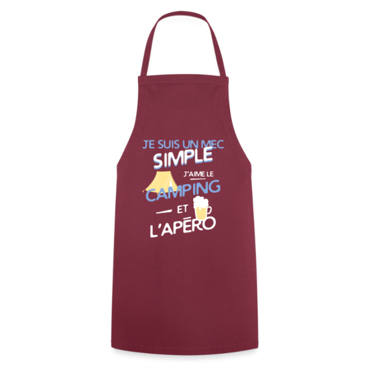 Tablier de cuisine - Un mec simple: Camping et apéro - bordeaux - front