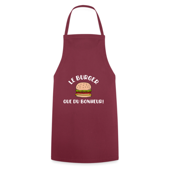 Tablier de cuisine - Burger: Que du bonheur - bordeaux - front
