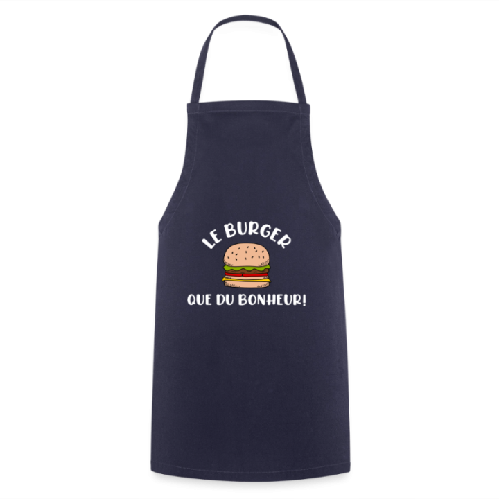 Tablier de cuisine - Burger: Que du bonheur - marine - front