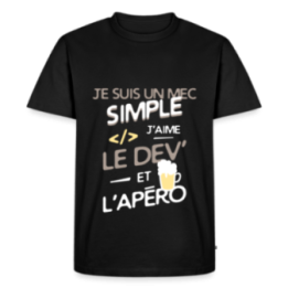 T-shirt premium homme - Un mec simple: Dev et apéro - noir - front