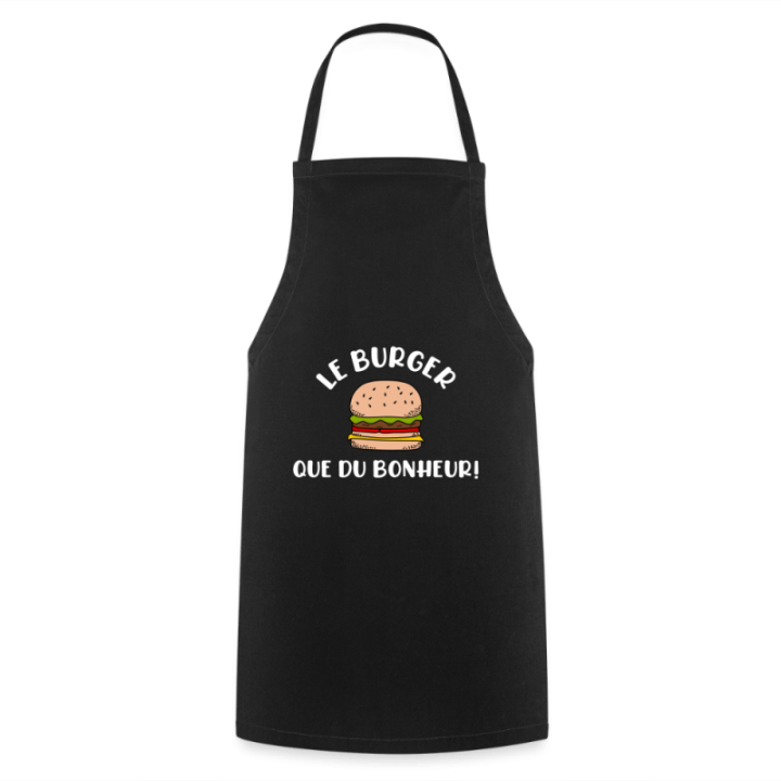 Tablier de cuisine - Burger: Que du bonheur - noir - front