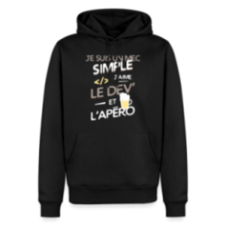 Sweat-shirt à capuche premium homme - Un mec simple: Dev et apéro