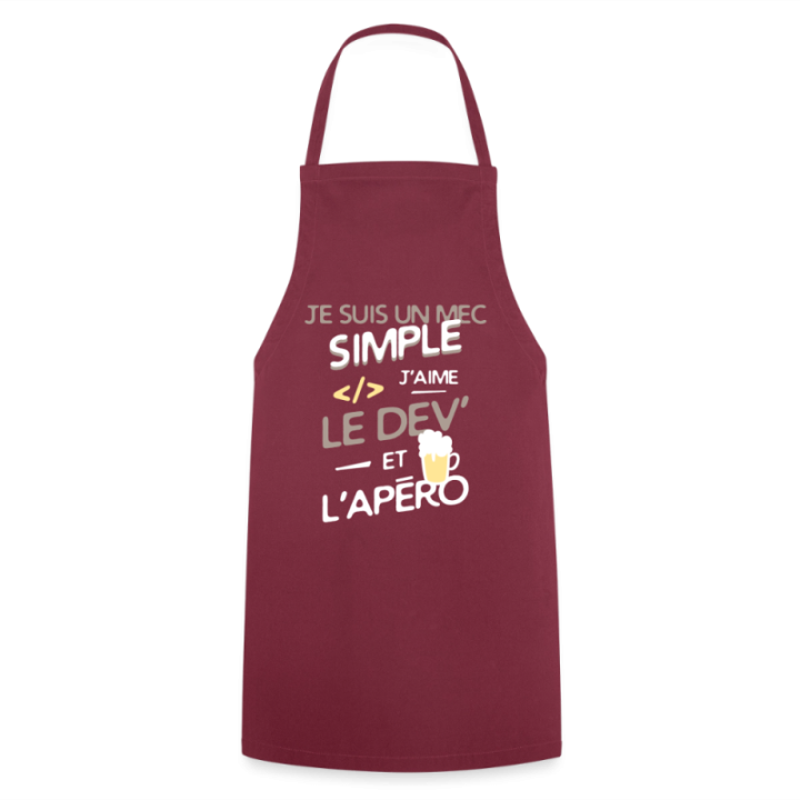 Tablier de cuisine - Un mec simple: Dev et apéro - bordeaux - front