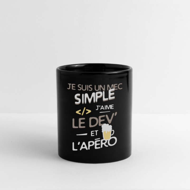 Mug uni - Un mec simple: Dev et apéro - noir - front