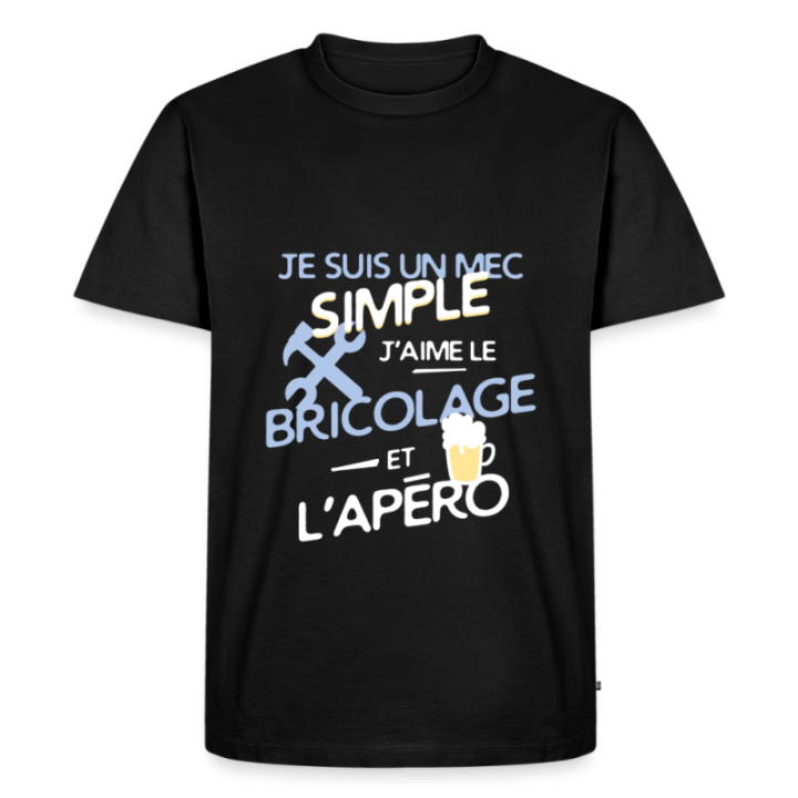 T-shirt premium homme - Un mec simple: Bricolage et apéro - noir - front
