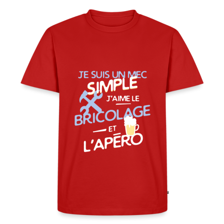 T-shirt premium homme - Un mec simple: Bricolage et apéro - rouge - front