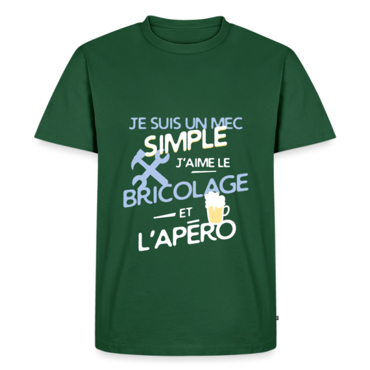 T-shirt premium homme - Un mec simple: Bricolage et apéro - vert bouteille - front