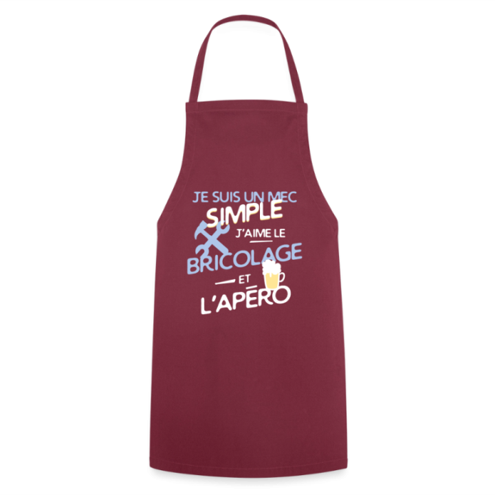 Tablier de cuisine - Un mec simple: Bricolage et apéro - bordeaux - front