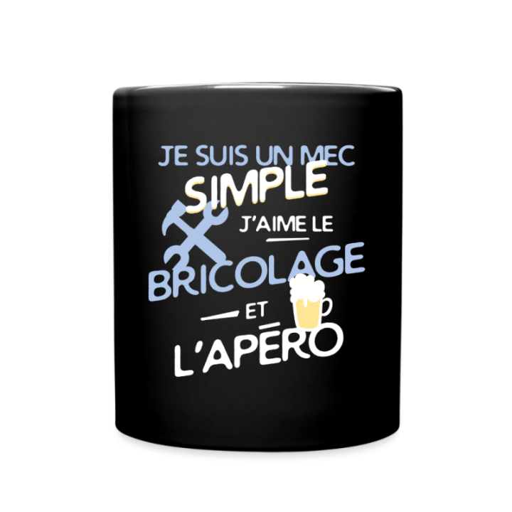 Mug uni - Un mec simple: Bricolage et apéro - noir - front