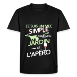 T-shirt premium homme - Un mec simple: Jardin et apéro - noir - front