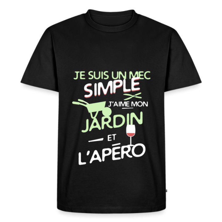 T-shirt premium homme - Un mec simple: Jardin et apéro - noir - front