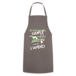 Tablier de cuisine - Un mec simple: Jardin et apéro - gris - front