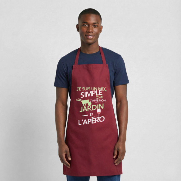 Tablier de cuisine - Un mec simple: Jardin et apéro - bordeaux - front