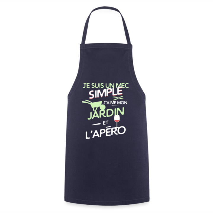 Tablier de cuisine - Un mec simple: Jardin et apéro - marine - front
